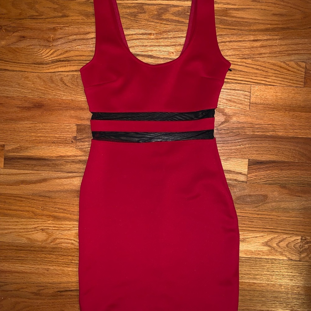 Red body con dress